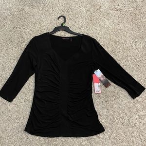 Sofia 3/4 Sleeve Ruched V-Neck Blouse- Women’s L